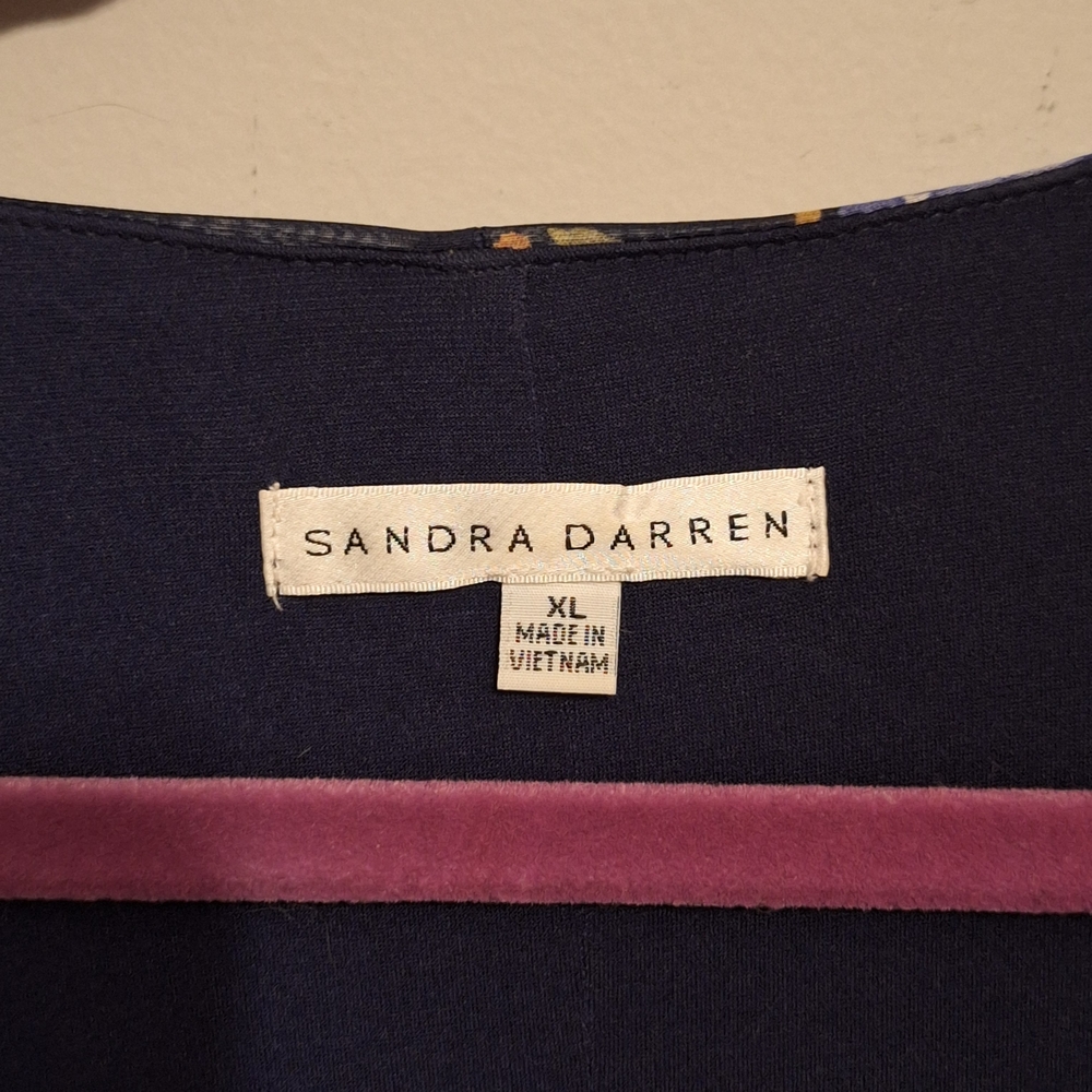 Sandra Darren Navy Dress with Floral Kimono Style Sheer Jacket - Picture 3 of 16